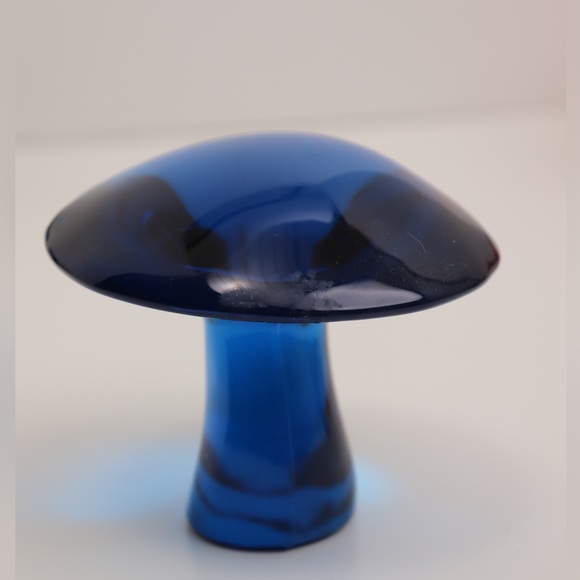 Vintage Viking Glass Mushroom Medium Size Blue - Picture 3 of 5